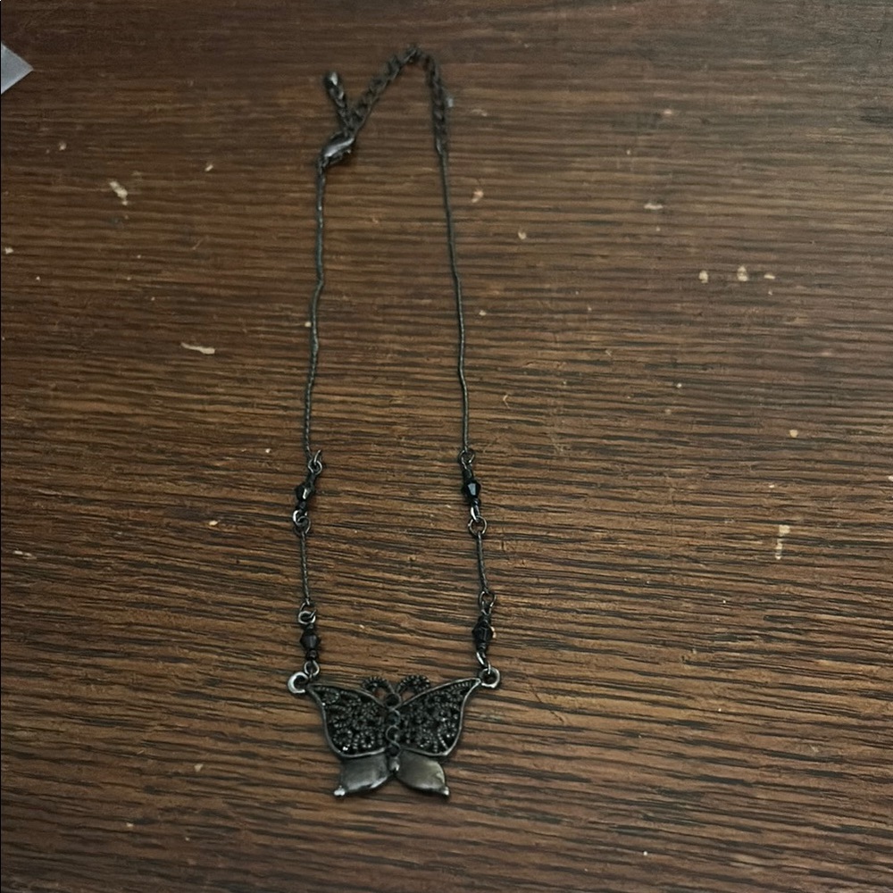 Black Butterfly Pendant Necklace